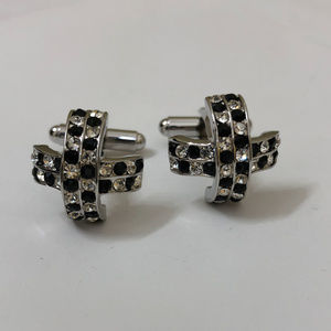 Black Rhinestone Cuff Links